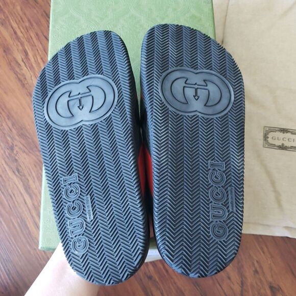 NEW Gucci Green Red Womens Chic Old Money Edgy Feminine Slide Sandals Size 38 - Picture 6 of 10